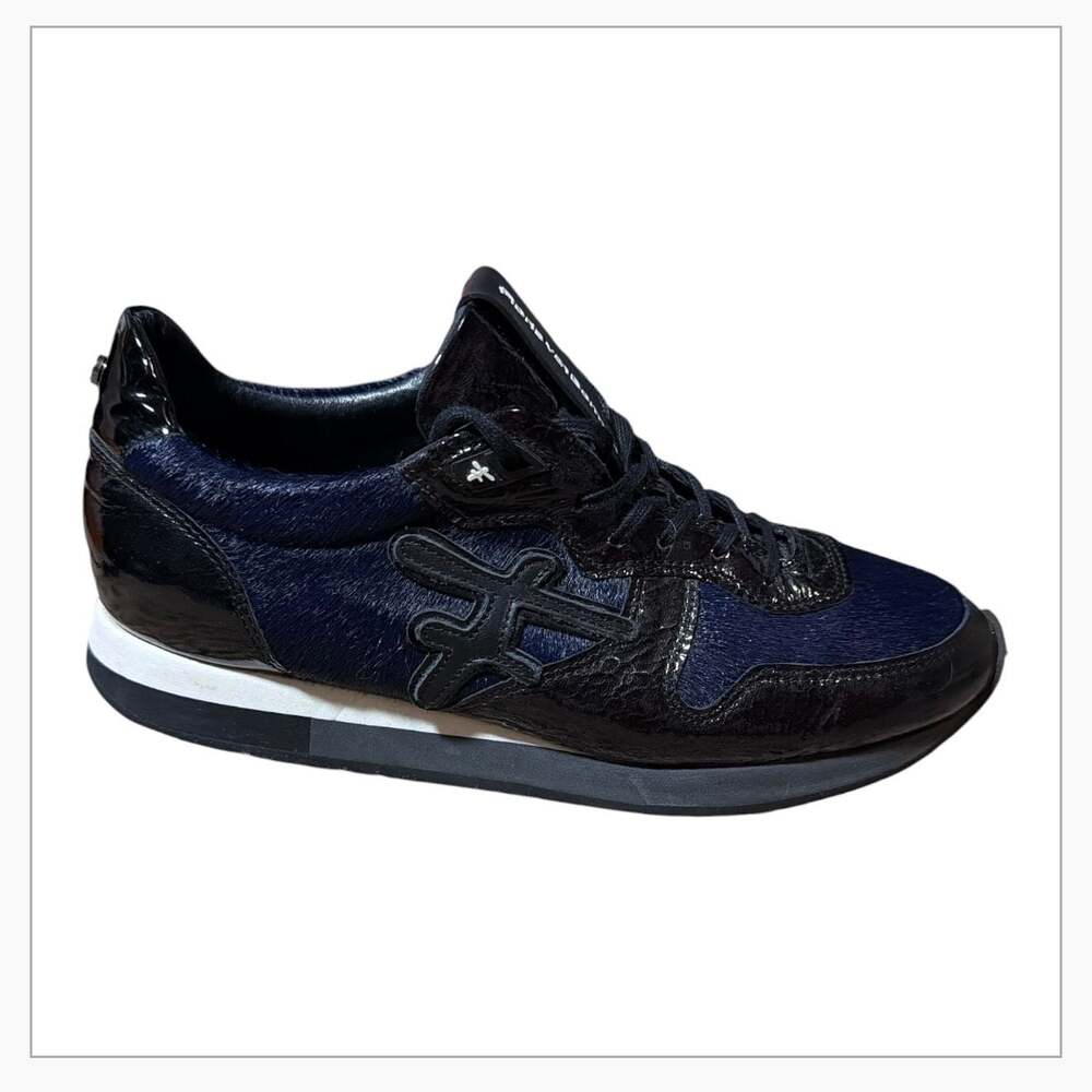 Floris van Bommel Blue Pony Hair Patent Leather Sneaker 85256/02